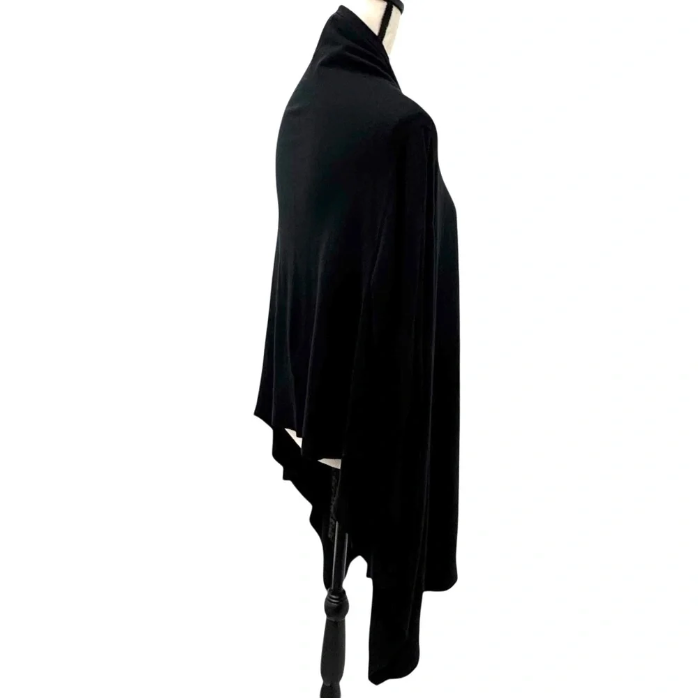 DKNY BLACK SILK CASHMERE HIGH LOW V NECK ZIP FRONT CARDIGAN COZY
